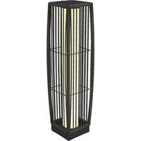 Solar Rattan Floor Lamp Outdoor Garden Lantern Auto On Off LED Lights IP44 Patio Terrace Dark Grey