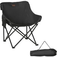 Outsunny Outsunny Campingstuhl faltbarer Gartenstuhl mit Seitentasche, Stahlbeine, Klappsessel mit Tragetasche für Pool, Strand, Oxford, Schwarz Aosom