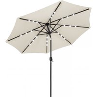 2.6 m Garden Parasol Umbrella LED Solar Light Parasol Cover Outdoor Market Patio Umbrella Cream