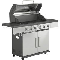 6 Burner Liquid Propane Gas BBQ Grill Outdoor Portable Gas Barbecue Grill Warming Rack Side Tables Cabinet