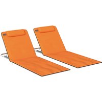 Set Two Metal Frame Beach Chairs Reclining Backs