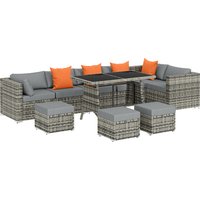 10 Piece Rattan Garden Furniture Set 2 Corner Sofas 4 Chairs 4 Stools Coffee Table Outdoor Patio Furniture