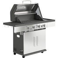 4+1 Burner Gas BBQ Grill Portable Gas Barbecue Grill Side Burner Warming Rack Side Shelf Storage Cabinet