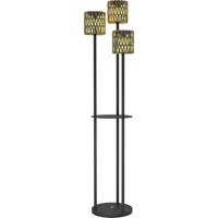 Boho Rattan Floor Lamp 3 Lights Rattan Lamp Shelf Freestanding Solar Garden Light Auto On Off Lights