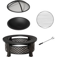 Outdoor Fire Pit Firepit Grill Net Mesh Lid Poker Camping Bonfire Picnic Tone