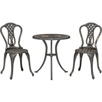 Outdoor Bistro Set 2 Cast Aluminium Patio Furniture Round Table Umbrella Hole