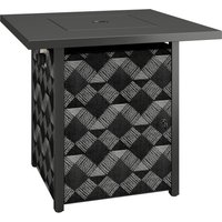 Square Propane Gas Fire Pit Table 12 KW Firepit Outdoor Patio Heater Glass Wind Guard Lava Rocks Gas Tank Holder