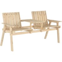 2 Seater Garden Loveseat Table Parasol Hole Porch Patio Wood Finish