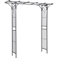 210cm Decorative Metal Garden Trellis Arch Durable Steel Tubing & Elegant Scrollwork Great Weddings Dark Gre