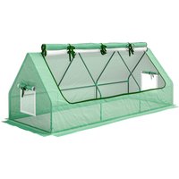 Mini Greenhouse Steel Frame Plastic Cover 240Hcm Roll Up Windows Inner Mesh Layer Great City Flats Aosom UK