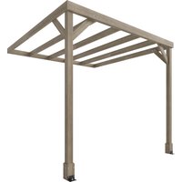 Lean To Wooden Pergola Kit Decorative Garden Gazebo Stable Structure Concrete Anchors 2.4 x 2.4m Light