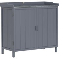 Wooden Garden Storage Shed Tool Cabinet Organiser w Potting Bench Table Two Shelves 98 x 48 x 95.5 cm Aosom UK