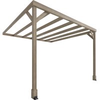 Lean To Wooden Pergola Kit Decorative Garden Gazebo Stable Structure Concrete Anchors 3 x 3 m Light