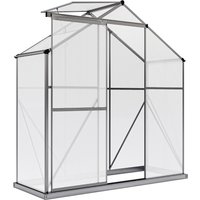 Polycarbonate Greenhouse 6 x 2.5ft Walk Rain Gutter Sliding Door Window Foundation Dark Grey