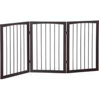 Folding 3 Panel Pet Gate Wooden Foldable Dog Fence Indoor Free Standing Safety Gate Portable Separation Pet Barrier Guard Aosom UK