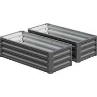 Set Two 110 x 50cm Steel Planter Boxes Light Grey