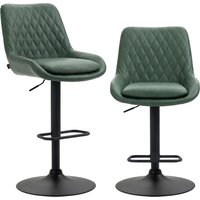 Retro Bar Stools Set 2 Adjustable Kitchen Stool Upholstered Bar Chairs Back Swivel Seat Aosom UK