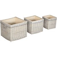 Set 3 Log Baskets Wood Burner Indoor Round torage Basket Lining Rope Handles Fireside Storage Blankets