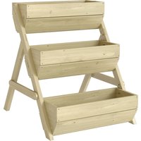 3 Tier Build up Garden Beds Wooden Elevated Flower Beds Outdoor Garden 120 x 68 x 80cm Aosom UK