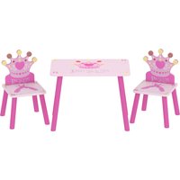 HOMCOM Kids' Wooden Table and Chair Set with Crown Pattern, Easy-Clean Surface, Ideal Gift for Girls Toddlers Aged 3 to 8, Pink | Aosom Ireland