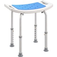6 Level Height Adjustable Aluminium Bath Room Stool Chair Shower Non Slip Design w Padded Seat Drainiage Holes Foot Pad Aosom UK