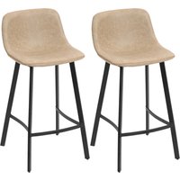 Bar Stools Set 2 PU Leather Dining Stools Backrest Footrest Kitchen Counter Breakfast Bar Light