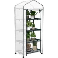 Outsunny Balcony Garden Greenhouse 4-Tier Shelf 69 x 50 x 165 cm Epoxy Steel High-Density PE Removable Cover White | Aosom Ireland
