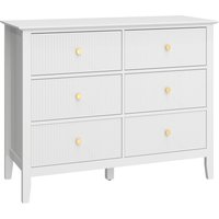 Fluted Dresser 6 Drawer Chest Drawers Bedroom Living Room Hallway Closet