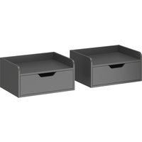 Floating Nightstands Set 2 Wall Mounted Bedside Table Drawer Bedroom