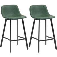 Bar Stools Set 2 PU Leather Dining Stools Backrest Footrest Kitchen Counter Breakfast Bar
