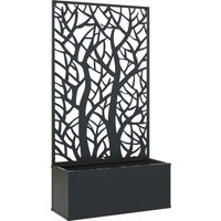 Outsunny Outdoor Metal Planter, with Back Trellis - Black | Aosom Ireland