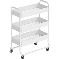 3 Tier Storage Trolley on Wheels Rolling Utility Cart Mesh Backets Kitchen Bathroom Bedroom
