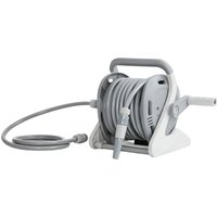 Outsunny Wall-mounted Hose Reel 20+2 m x Ø 15 mm, Portable Water Hose Reel, 2-Mode Nozzle, Gray | Aosom Ireland