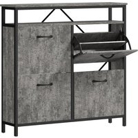 Shoe Storage Cabinet 4 Flip Drawers Open Shelf Stylish & Practical Storage Solution Cement Aosom UK