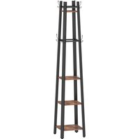 Industrial Coat Stand 8 Hooks 4 Shelves Rustic