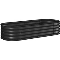 Outsunny Galvanised Raised Garden Bed, Metal Planter Box with Safety Edging, for Flowers, Herbs, Succulents, Black | Aosom Ireland