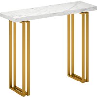 100 cm Console Table Faux Marble Top Narrow Entryway Table Anti tipping Device