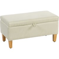 Linen Storage Ottoman Padded Footstool Rubberwood Legs Storage Box Bed End Shoe Bench Seating