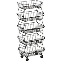 5 Tier Storage Trolley Stackable Fruit Vegetable Cart Kitchen Living Room 40 x 2 x 97 cm