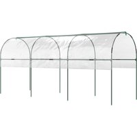 Outsunny Tunnel Tomato Greenhouse with 4 Hoops and Top Tap, Pointed Bottom and Guy Ropes, 400 x 120 x 170 cm, Clear | Aosom Ireland