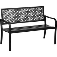 Outsunny Garden bench outdoor steel garden bench with floral pattern backrest for 2 people 127 x 63 x 83 cm black | Aosom Ireland