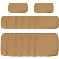 Outsunny Set of 14 Replacement Cushion Covers for Garden Sofa - 6 Seat Cushion Covers, 8 Back Cushion Covers - Brown | Aosom Ireland