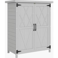 Outsunny Garden shed cabinet 3 shelves 2 doors galvanized waterproof metal roof solid wood 75 x 40 x 90 cm gray | Aosom Ireland