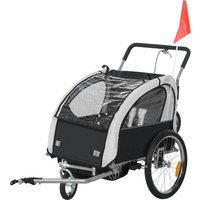 2 Seat Bike Trailer 5 Point Harness Bike Stroller Safety Flag Reflectors 18+ Months