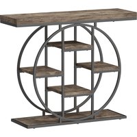 Industrial Console Table Storage Shelves Rustic