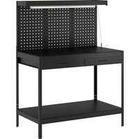 110 cm Workbench Pegboard Heavy Duty Work Table Power Strip LED Light