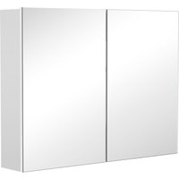 Bathroom Mirror Storage 2 Adjustable Shelves Cushioned Door Noiseless Bedroom & Vanity Aosom UK