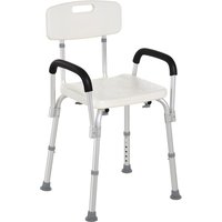 Portable Shower Chair Adjustable Medical Stool Back Armrest Enhanced Mobility White. Aosom UK