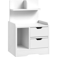 Bedside Table 2 Drawers Open Shelves High Gloss