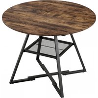Dining Table 4 People 100 cm Round Industrial Kitchen Table Storage Shelf Rustic